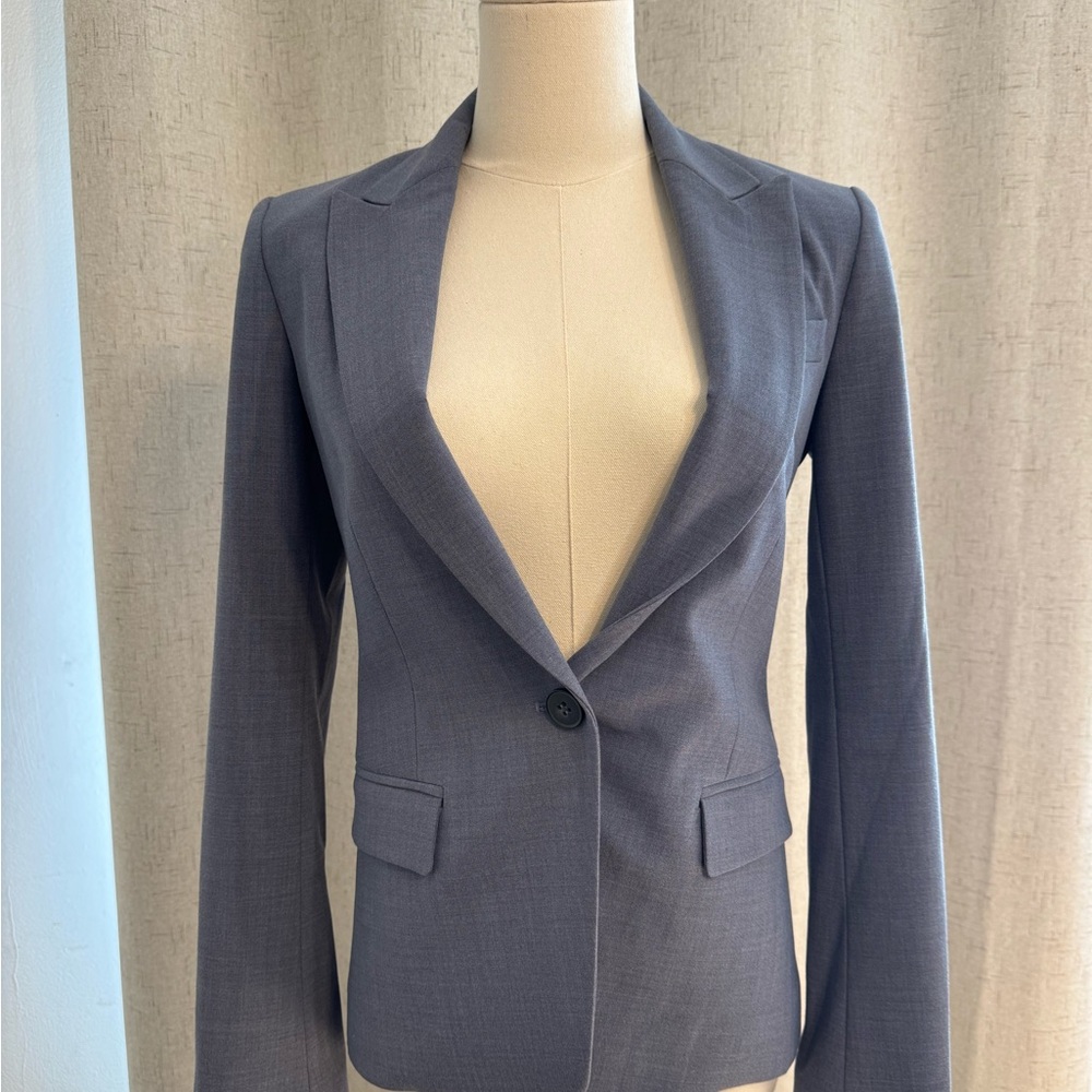 Theory Women's Slate Gray Single-Button Blazer size 2